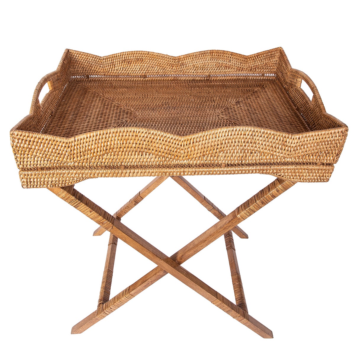 Artifacts Trading Company Scallop Design Tray with Legs Honey Brown